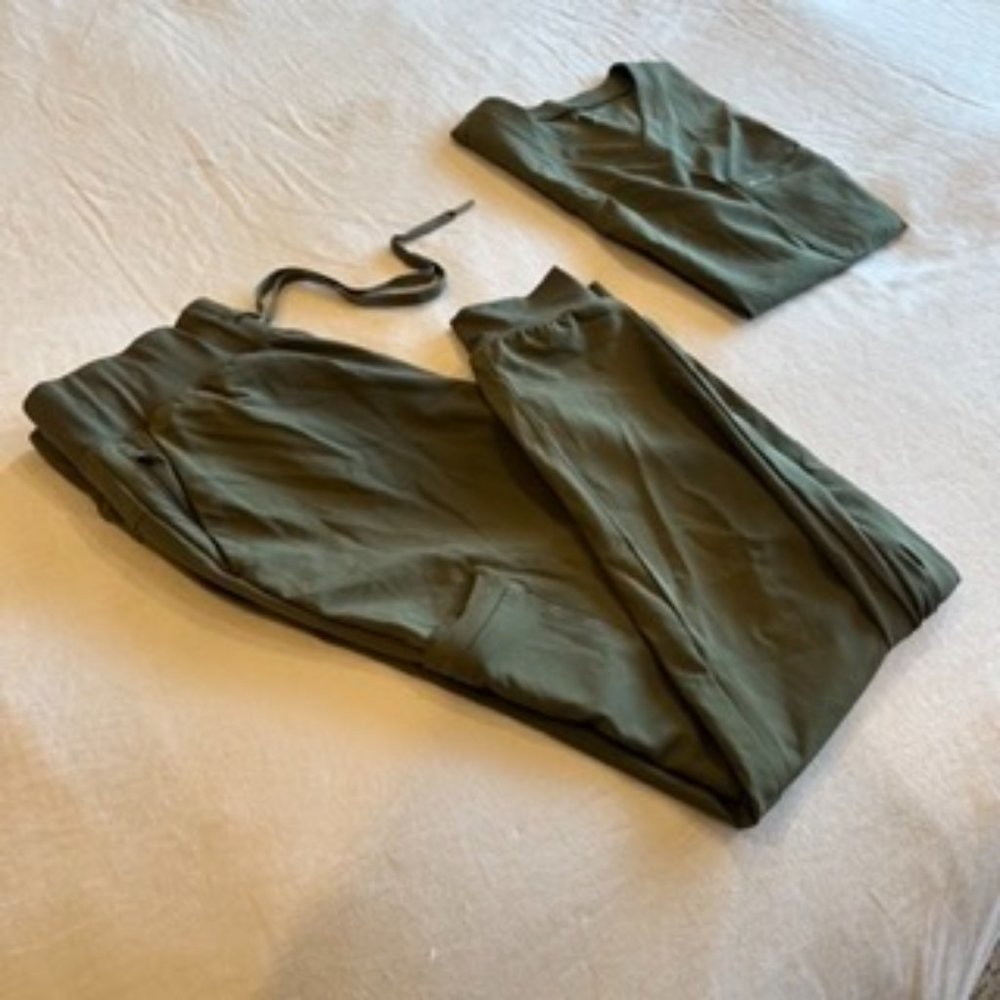 Jaanuu Olive Green V-Neck Top